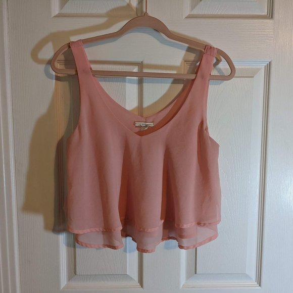 iris Tops - IRIS Los Angeles Pink Layered Cropped V Neckline Tank Top Blouse - size M
